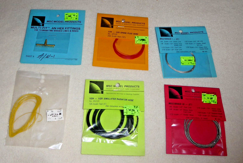 Lot of 6 MSC Model Products Hose & Wire Detailing Supplies