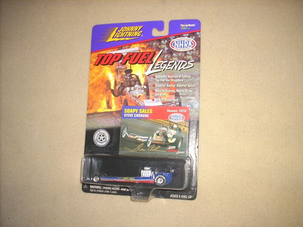 JOHNNY LIGHTNING TOP FUEL LEGENDS SOAPY SALES DRAGSTER, SEALED, RARE !