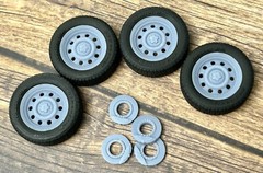 1/24 Scale: 17-inch “Police Cruiser” model car wheels/tires. Resin; 3D Print