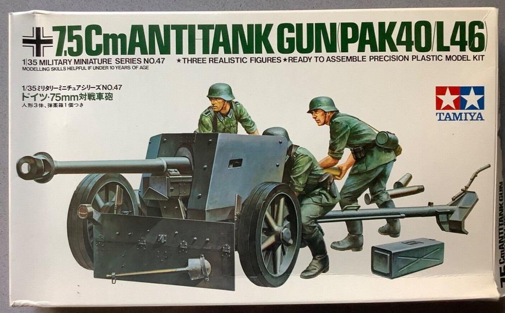 Tamiya 3547 7.5Cm AntiTank Gun Pak 40/L46 1:35 Scale Model Kit 1/35 No. 47 350
