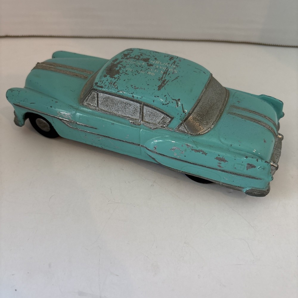1953 Pontiac Chieftain Promo Metal Model Car Bank by Banthrico Autobank Teal