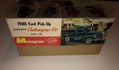 Vintage Monogram 1940 Ford Pick- Up 4 Way Customizing Kit 1/24 Unbuilt Nice!