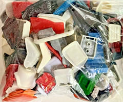 VINTAGE 1 POUND OF JUNKYARD LOT MODEL CARS TIRES CAR PARTS PROJECT REPAIR