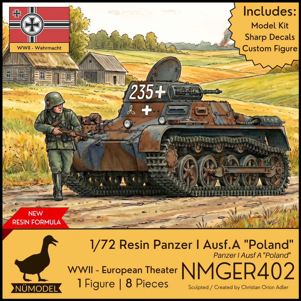 NUMODEL NMGER402 | 1/72 Resin WWII Panzer 1 Ausf A “Poland” Light Tank Model Kit