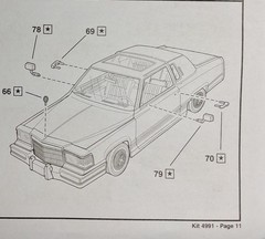 84 CADILLAC COUPE LOWRIDER – DOOR HANDLES – REVELL 4991 MODEL CAR KIT PARTS LOT