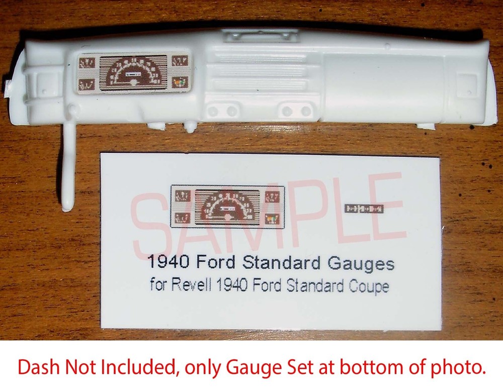 1940 FORD STANDARD COUPE GAUGE FACES for 1/25 scale REVELL kits—PLEASE READ DESC