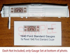 1940 FORD STANDARD COUPE GAUGE FACES for 1/25 scale REVELL kits—PLEASE READ DESC