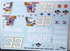 NASCAR DECAL #33 BANDIT 1986 CHEVROLET MONTE CARLO HARRY GANT 1/24 POWERSLIDE