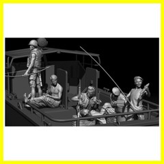 1/35 Scale Die-Cast Resin Figure Model Kit Boat Crews & Animals 5 Figures (No…