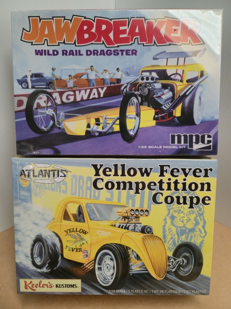YELLOW FEVER Altered Coupe ATLANTIS- JAWBREAKER Dragster MPC 1/25 FACTORY SEALED