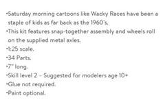 1/25 Wacky Races Compact Pussycat Figure Snap MPC Model Kit Penelope Pitstop New