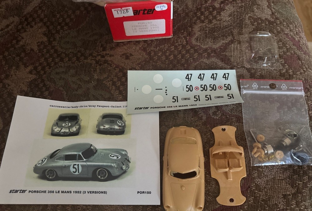 Starter Porsche 356 Le Mans 1952 Resin Car Kit 1:43 Por150 Made In France