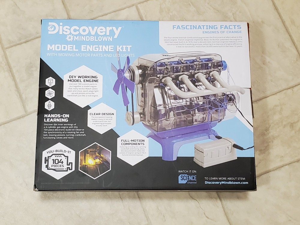 Discovery Mindblown Model Engine Build Kit 4 Cylinder Combustion STEM 104 Piece