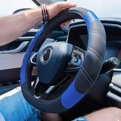 Car Pass Line Rider Microfiber Leather Sporty Steering Wheel Cover Universal