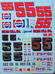POWERSLIDE 125 #55 PEPSI 1969-1970 NASCAR/USAC CAMARO TINY LUND 1/25 DECAL