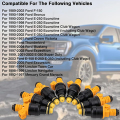Fuel Injectors Set of 8, 0280150943 Fuel Injector Compatible with Ford, Lincoln,