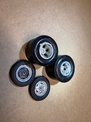 Halibrand Spindle Mount Drag Racing WHEELS Goodyear Slicks Skinny Tires 1/25 SC
