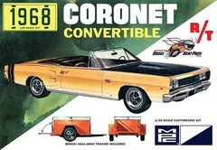 MPC 1968 Dodge Coronet Convertible w/ Trailer 1:25 Scale Model Kit