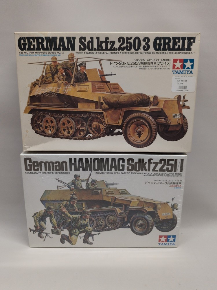 Lot(2) Tamiya Kits MM213 German SD.KFZ.250/3 Greif & 35020 Hanomag Sdkfz251/1