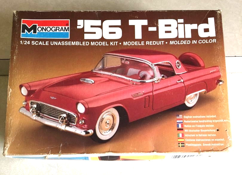 Monogram ’56 T-Bird 1:24 Scale Kit #2289 Plastic Model kit -one tire missing
