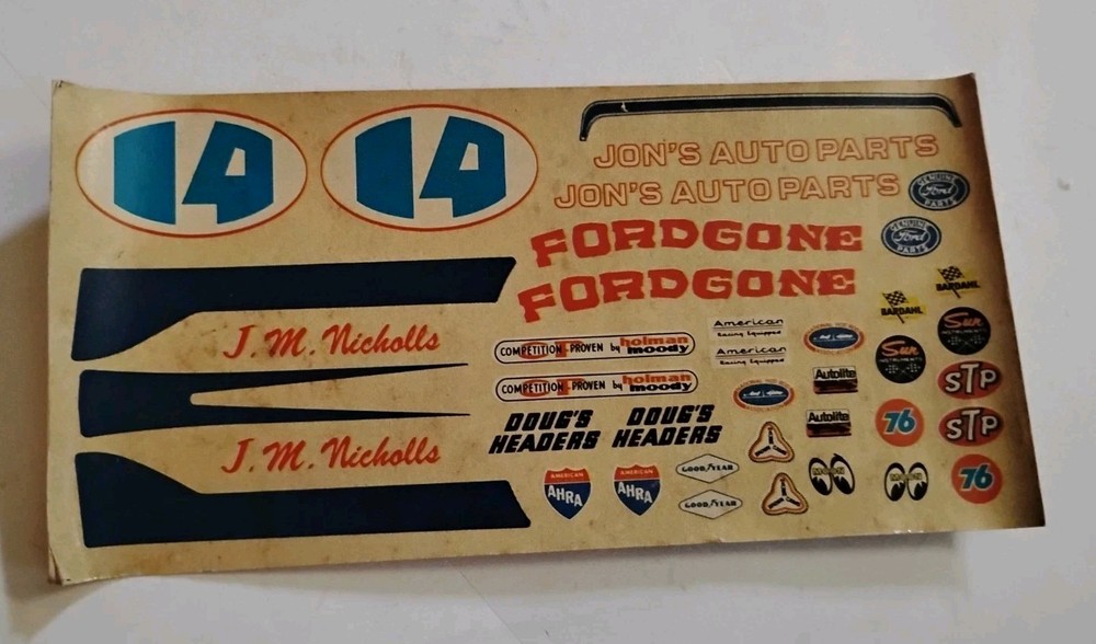Vintage 1/25 Scale AMT 1971 Ford Mustang Mach 1 T-114 Original Decal Sheet.