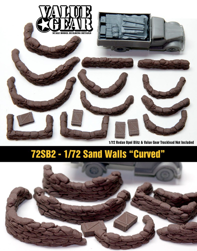 1/72 Sand Bag Walls Set #2 “Curved” – Value Gear War Gaming & Dioramas