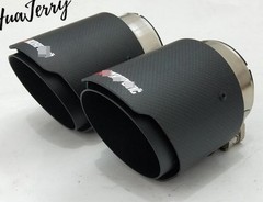 2PC Akrapovic Full Matte Carbon Fiber Exhaust tip 63mm-101mm Universal Tail pipe