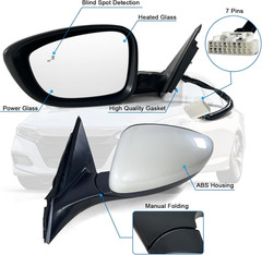 Left Driver Side Mirror Fits 2018-2022 Honda Accord LX, Sport with Power Glass，