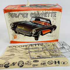 Vintage MPC 1956 1957 Chevrolet Corvette Model Kit Box Instructions Parts Pieces