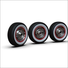 1:25 ’54 Chevy Hubcap Wheels On Wide White Wall Tires