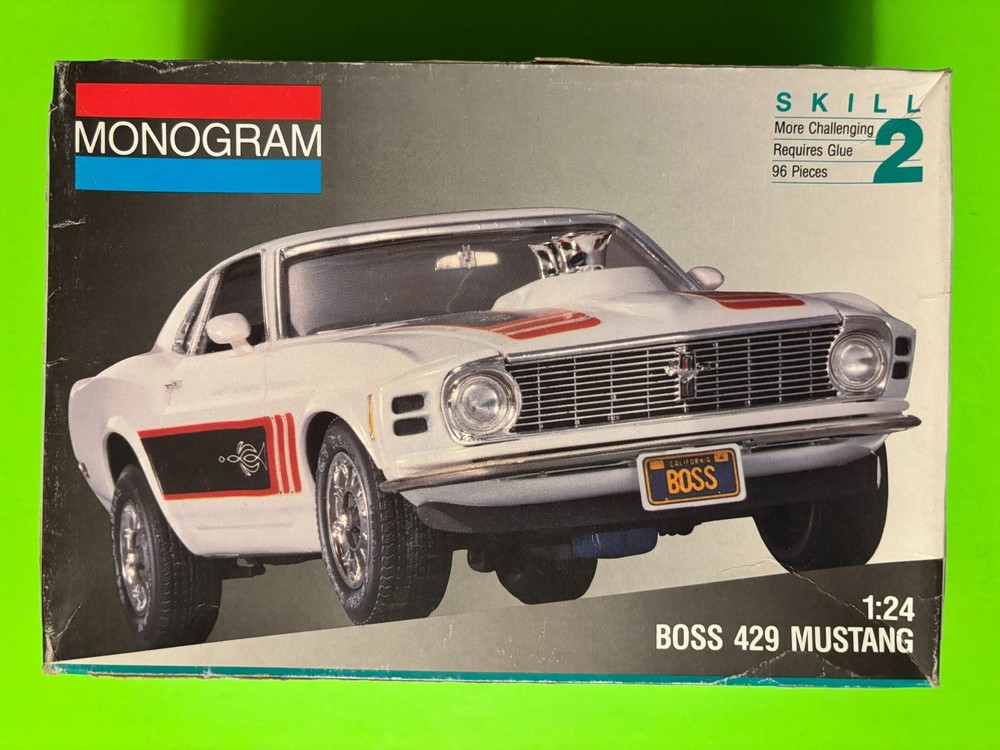 1970S FORD BOSS 429 MUSTANG COUPE MODEL KIT MONOGRAM 1/24 SCALE SKILL 2 LOOK!!