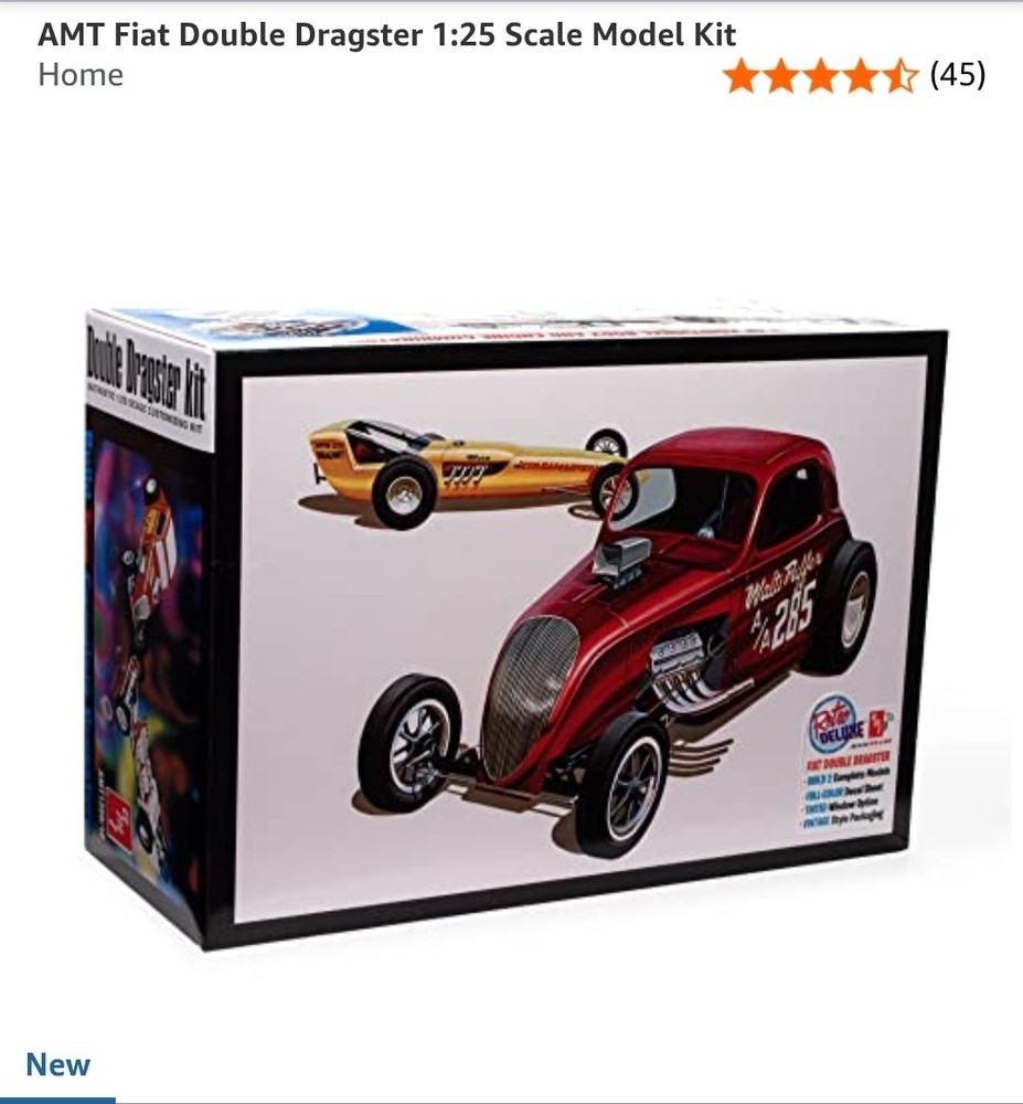 SKILL 2 MODEL KIT FIAT DOUBLE DRAGSTER 2 KITS SET 1/25 SCALE BY AMT AMT1380