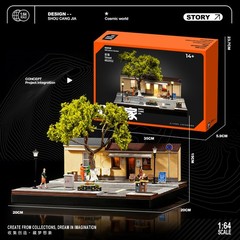 Collector 1:64 Coffee Shop Diorama Car Display Storage Decor Model