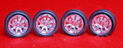 TIRES (4) BEAUTIFUL ( WIDE TRAC -LOW PROFILE )/ MAG & ROTORS 5-STAR 1/25 SCALE