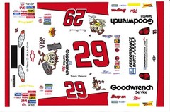 #29 Kevin Harvick “TAZ” Chevy ’01 1/24th – 1/25th Scale Waterslide Decals