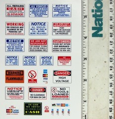 1:25 G scale model auto repair shop car garage signs