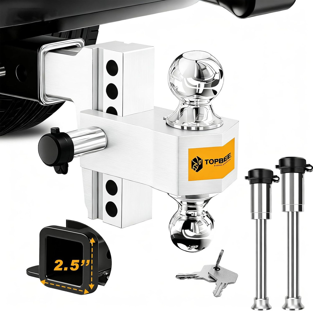 Adjustable Trailer Hitch, Drop Hitch, Tow Hitch Fits 2.5-inch Receiver, 6-inch D