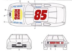 #85 Ken Bouchard Burger King FORD 1/24th Scale Nascar Waterslide Decals