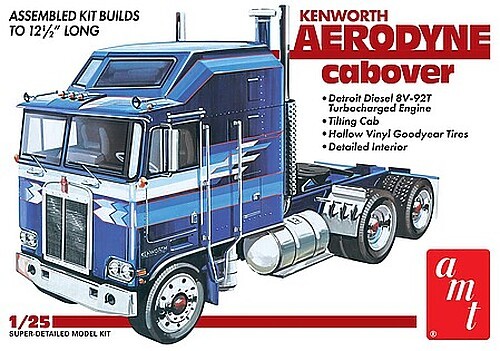 AMT Kenworth Aerodyne Cabover Tractor Cab – Plastic Model Truck Kit – 1/25