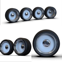 1:25 3d Printed Smoothie 26” 10×14 Wheel/Rubber Tire Setup. Chrome Ring/Cap