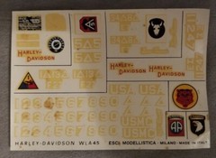 US Army HARLEY DAVIDSON WLA-45 ESCI 1:9 WWII MOTORCYCLE MODEL KIT #7002