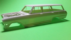 Hood Body Glass Grill 1963 Nova Chevy II Station Wagon 1/25 AMT Chrome Bumpers