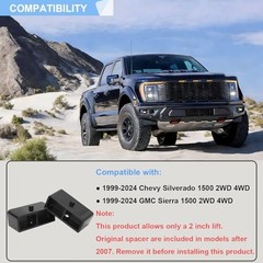 2 Inches Rear Lift Blocks Kit Compatible with 1999-2024 Chevy Silverado 1500