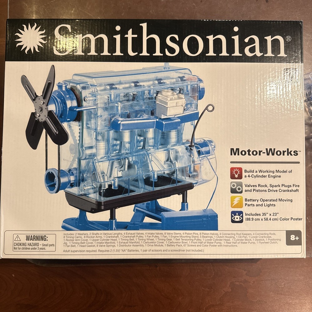 Smithsonian Stem 4-Cylinder Motor Works Model Kit 944982 Complete