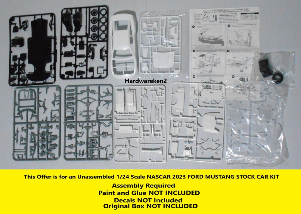 DONOR NASCAR 2022-2023 FORD MUSTANG NASCAR STOCK CAR KIT- WHITE BODY – 1/24