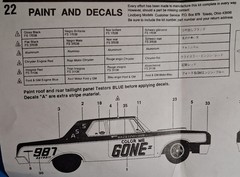 64 DODGE 330 COLOR ME GONE – DECALS – LINDBERG 72156 – MODEL CAR KIT PARTS LOT