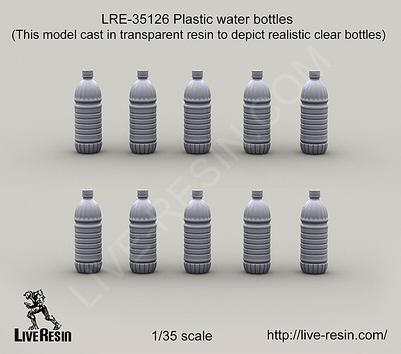 Live Resin 1/35 LRE-35126 Plastic Water Bottles (Made by Transparent Resin)