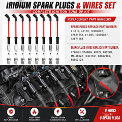 9748HH Spark Plug Wires Set with 41-110 Iridium Spark Plugs, 8PCS Ignition Wire