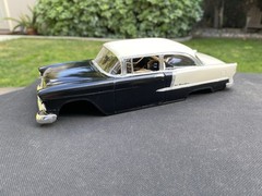 Drag Slot Car Hard Body 1955 Chevy Bel Air, Black/white