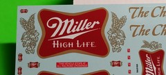 Miller Beer Semi Trailer Waterslide Decal Sheet High Life 1/25 AMT Fruehauf Van